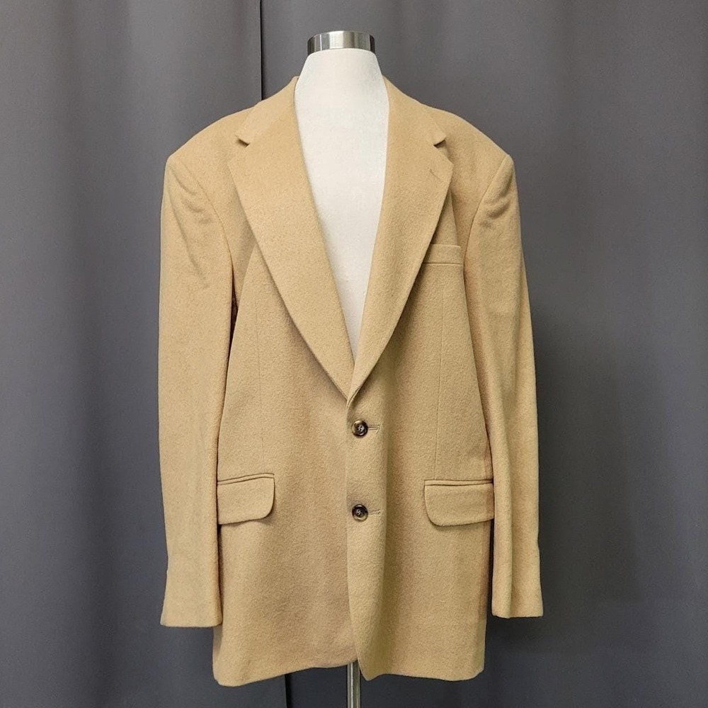 Vintage 70s Hunt Valley Sport Coat Tan 100% Camel Hair Two Button Blazer 44L USA